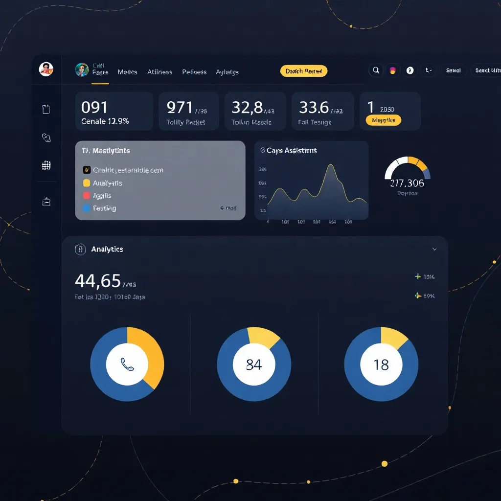 Modern software dashboard interface showing analytics and ca